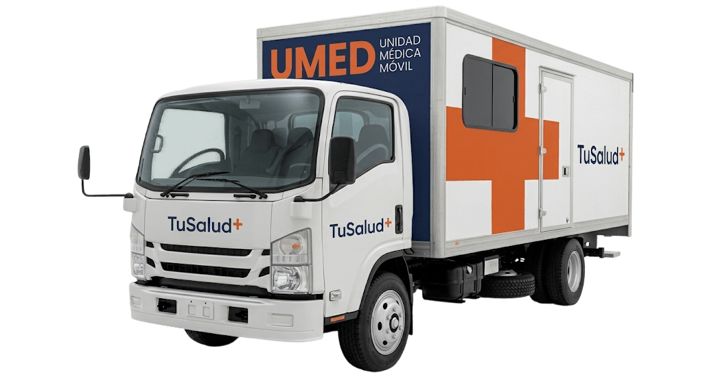 Camión de la Unidad Médica Móvil de TuSalud+